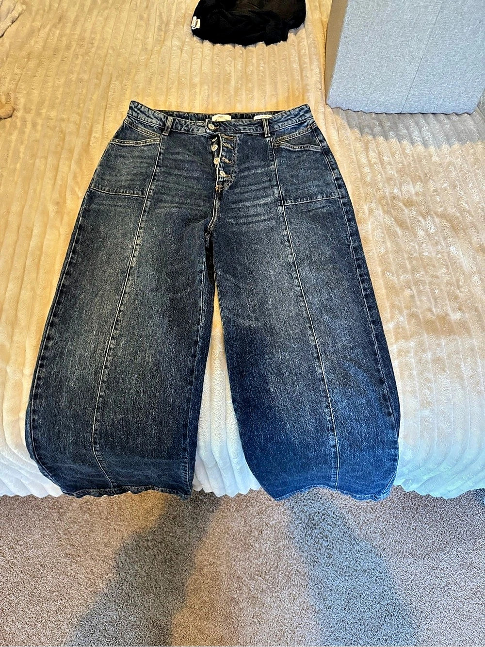Forever 21 High Rise Wide Leg Jeans Blue Waist 33